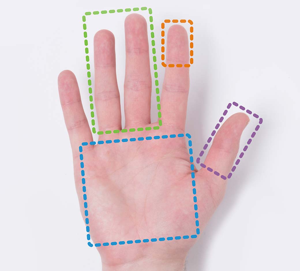 Image of hand diagram to show appropriate food portion sizes