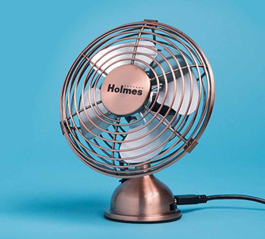 An electric fan blowing